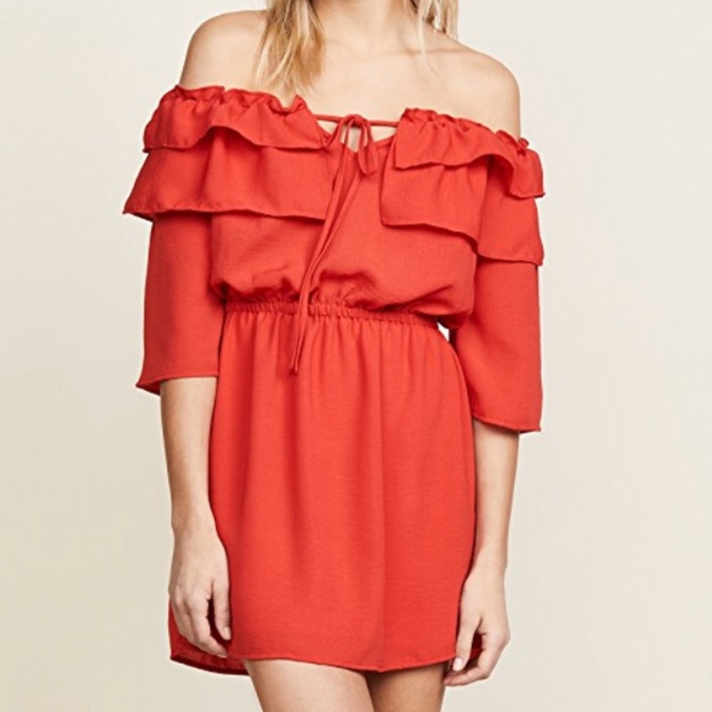 Jack “Bowser dress”.  Red off the shoulder dress